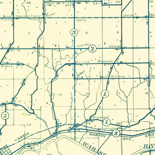 Vintage Map of Miami County, Indiana, 1911
