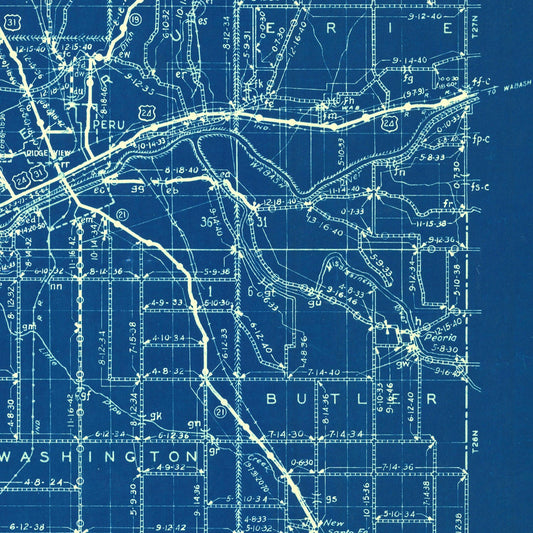 Vintage Map of Miami County, Indiana, 1936