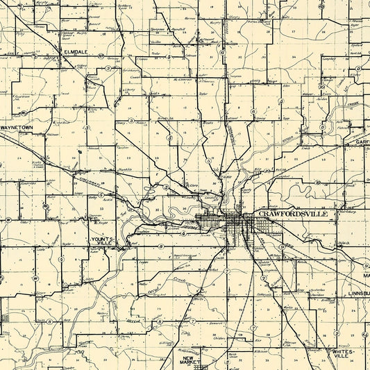 Vintage Map of Montgomery County, Indiana, 1912