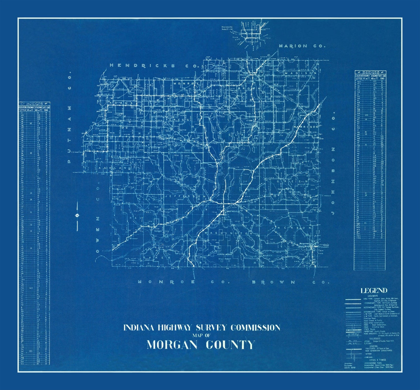 Vintage Map of Morgan County, Indiana, 1936