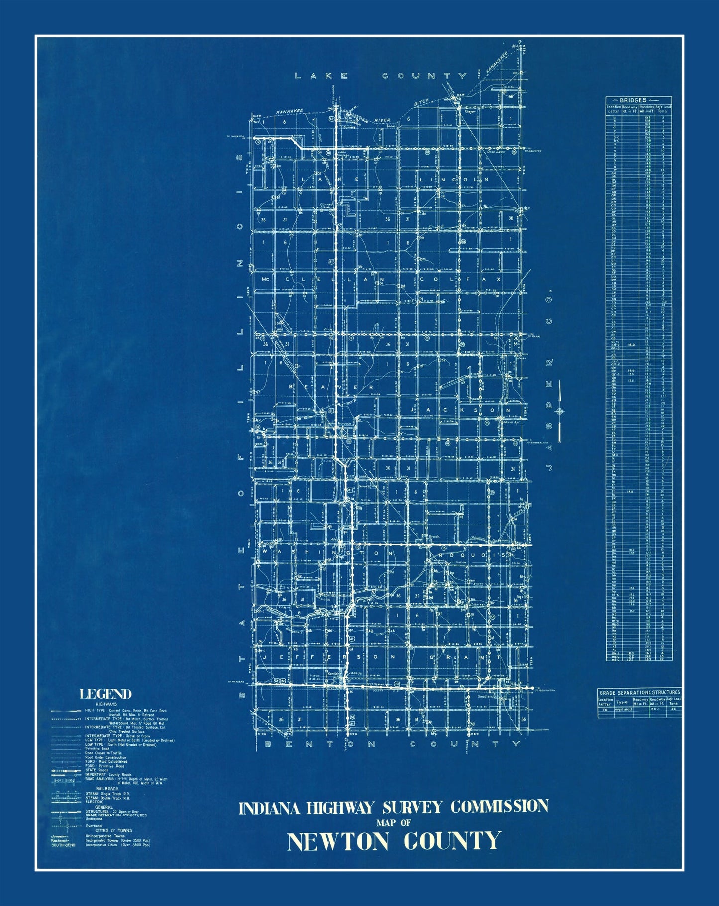 Vintage Map of Newton County, Indiana, 1936