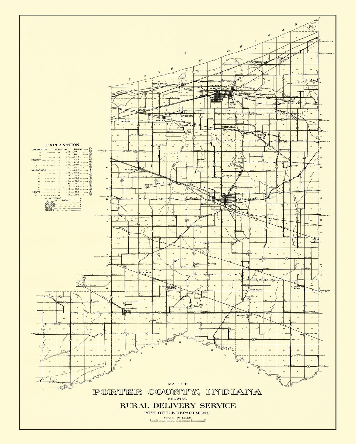 Vintage Map of Porter County, Indiana, 1911