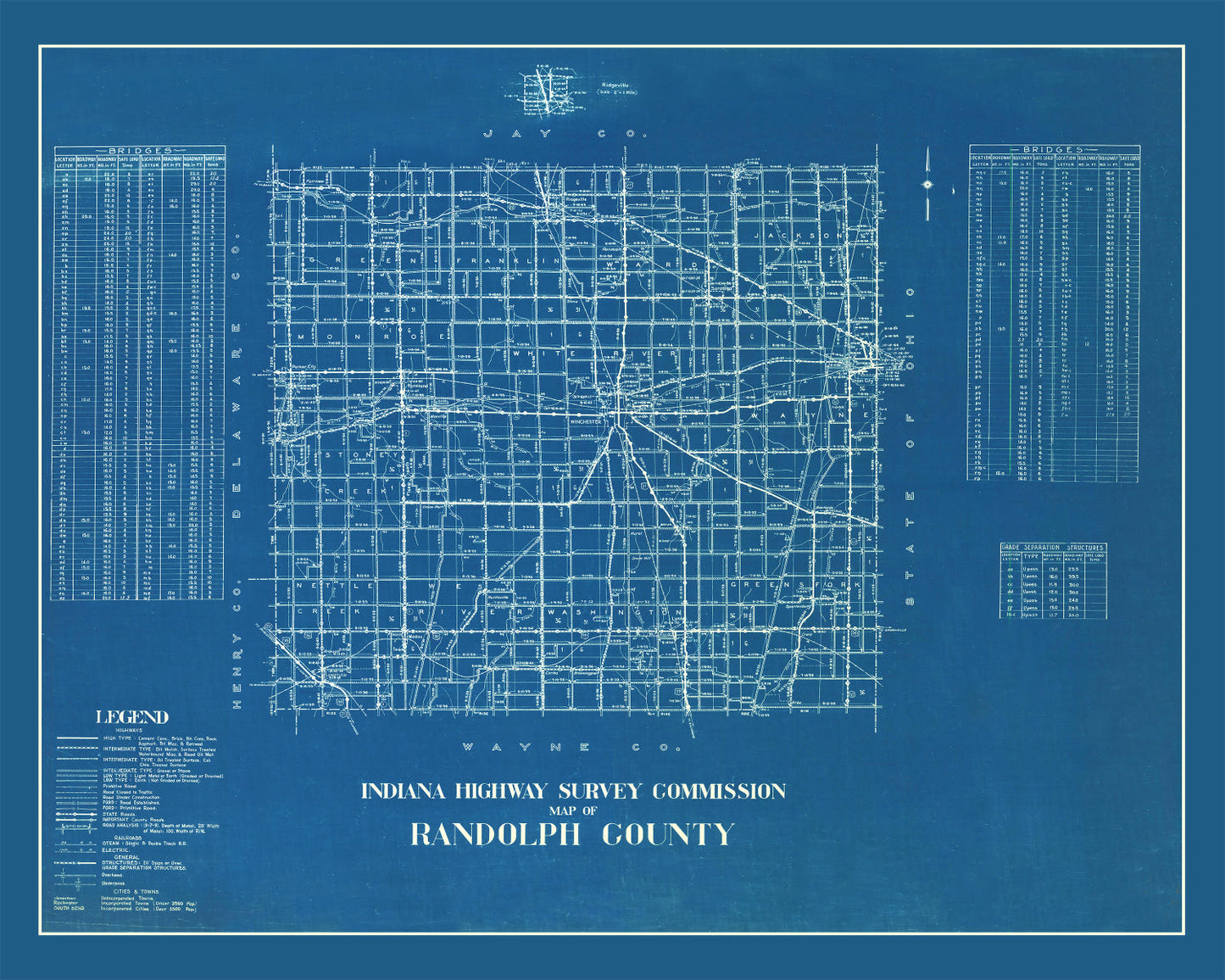 Vintage Map of Randolph County, Indiana, 1936