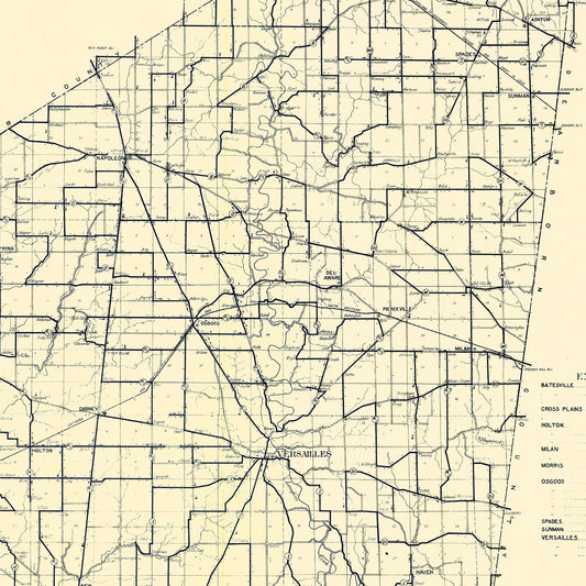 Vintage Map of Ripley County, Indiana, 1909