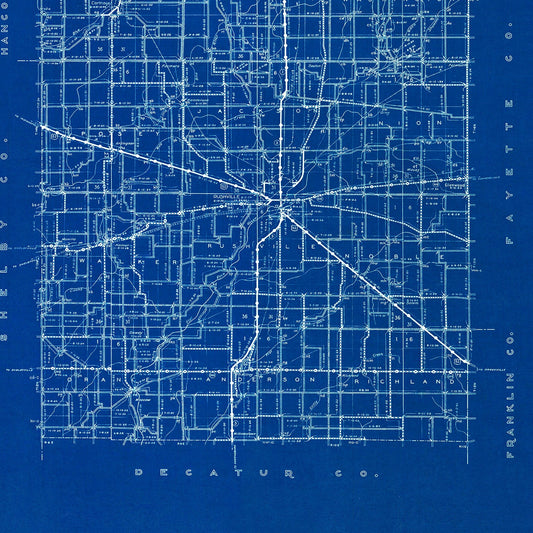 Vintage Map of Rush County, Indiana, 1936