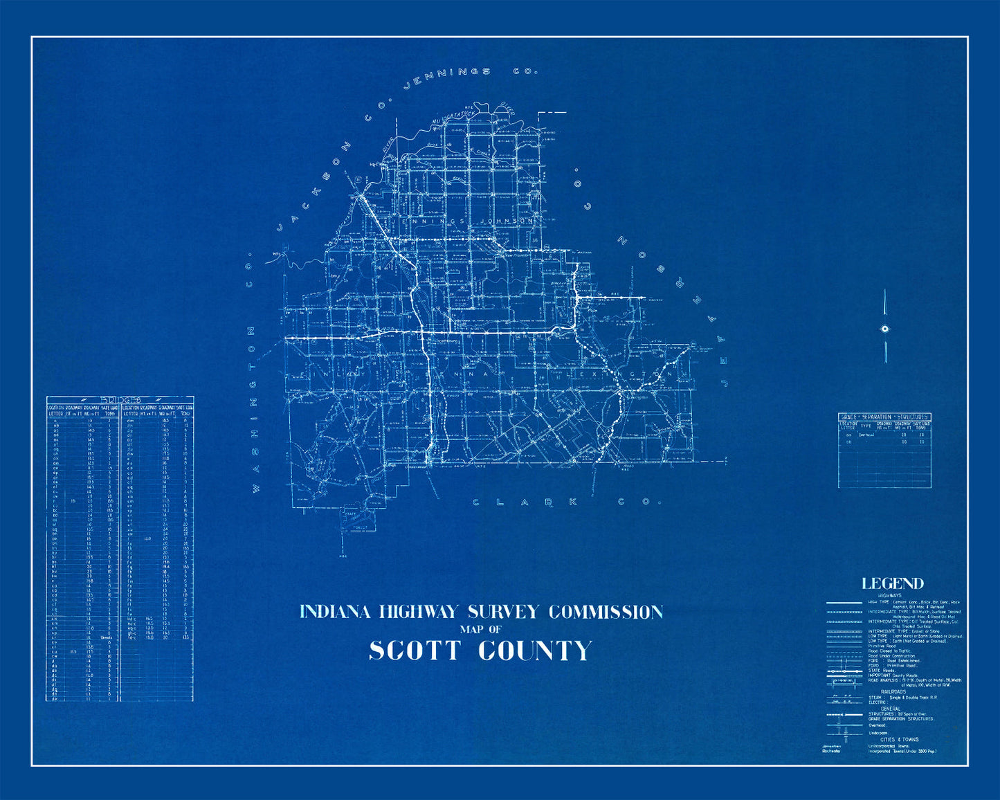 Vintage Map of Scott County, Indiana, 1936