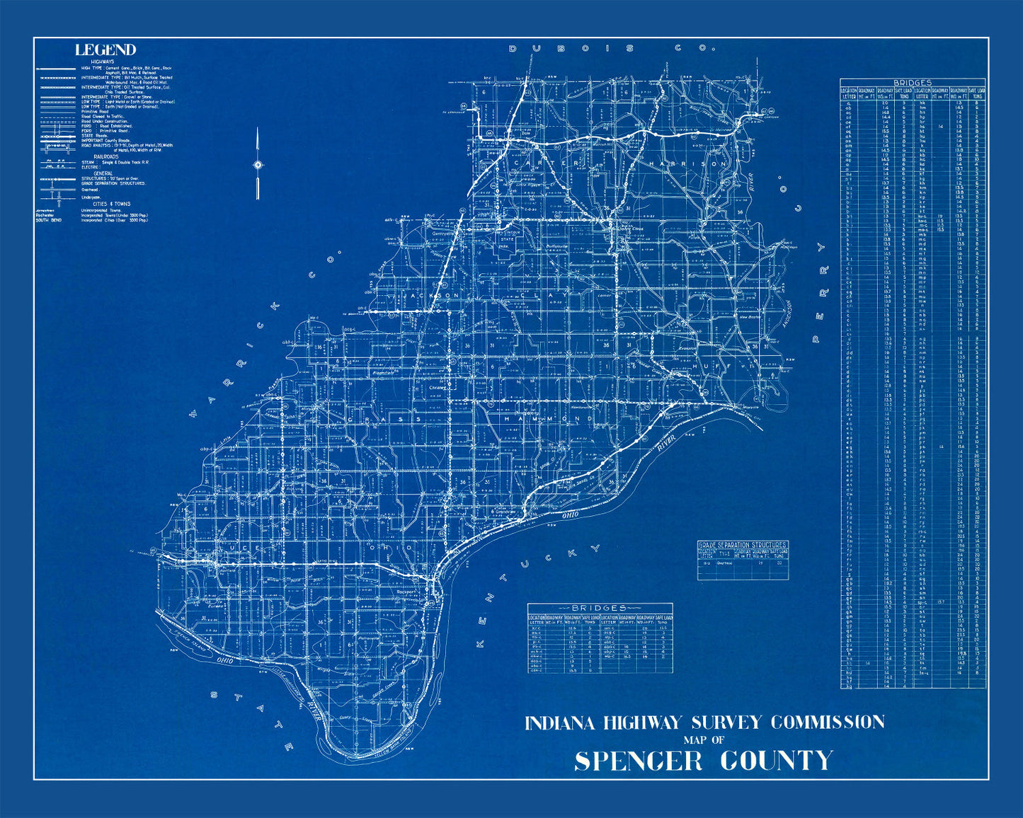 Vintage Map of Spencer County, Indiana, 1936
