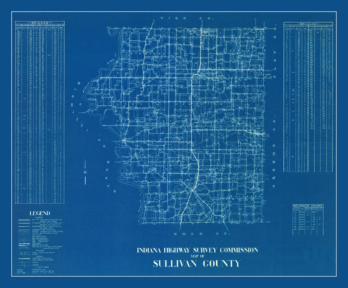 Vintage Map of Sullivan County, Indiana, 1936
