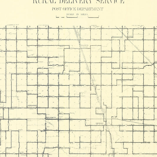 Vintage Map of Tipton County, Indiana, 1910