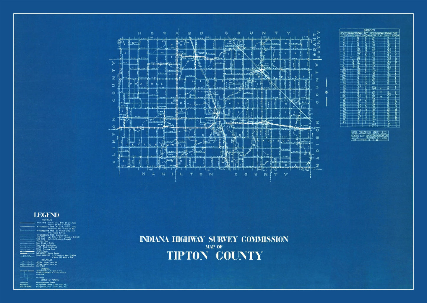 Vintage Map of Tipton County, Indiana, 1936