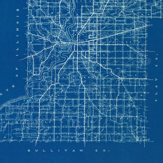 Vintage Map of Vigo County, Indiana, 1936