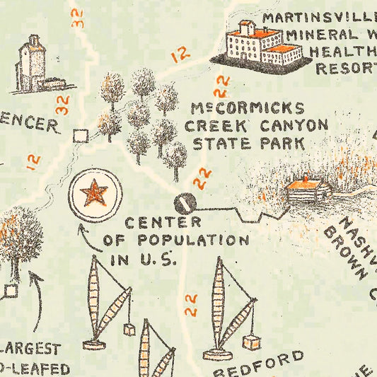 Vintage Map of Indiana, 1923