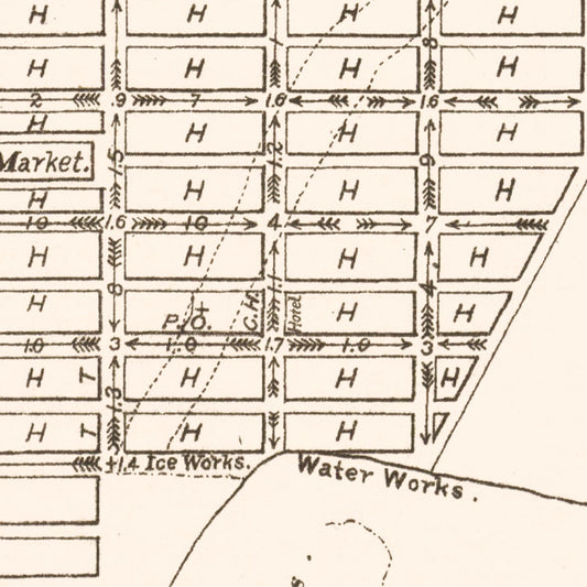 Vintage Map of Brownsville, Texas, 1878
