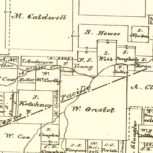 Vintage Map of Fannin County, Texas, 1870