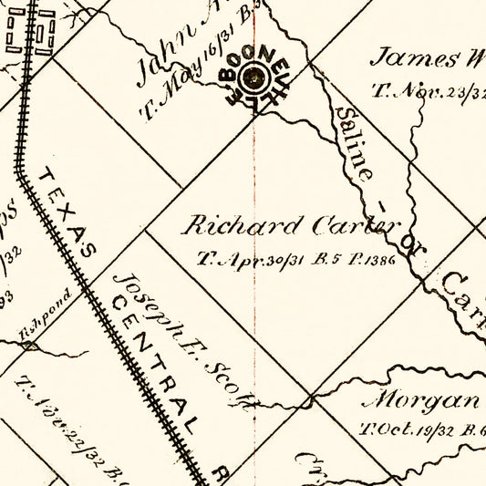 Vintage Map of Brazos County, Texas, 1867