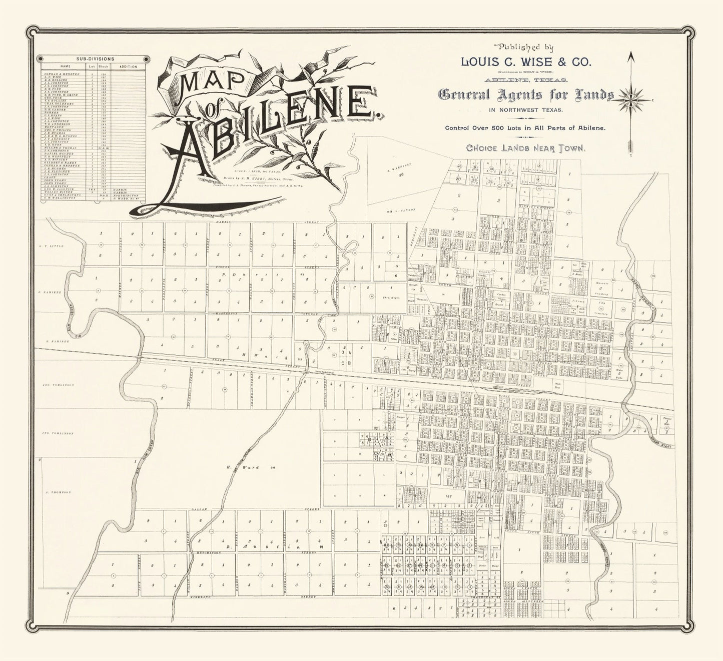 Vintage Map of Abilene, Texas, 1885