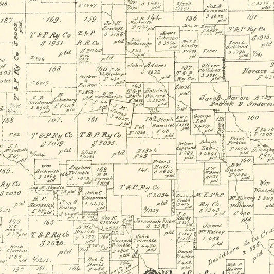 Vintage Map of Parker County, Texas, 1889