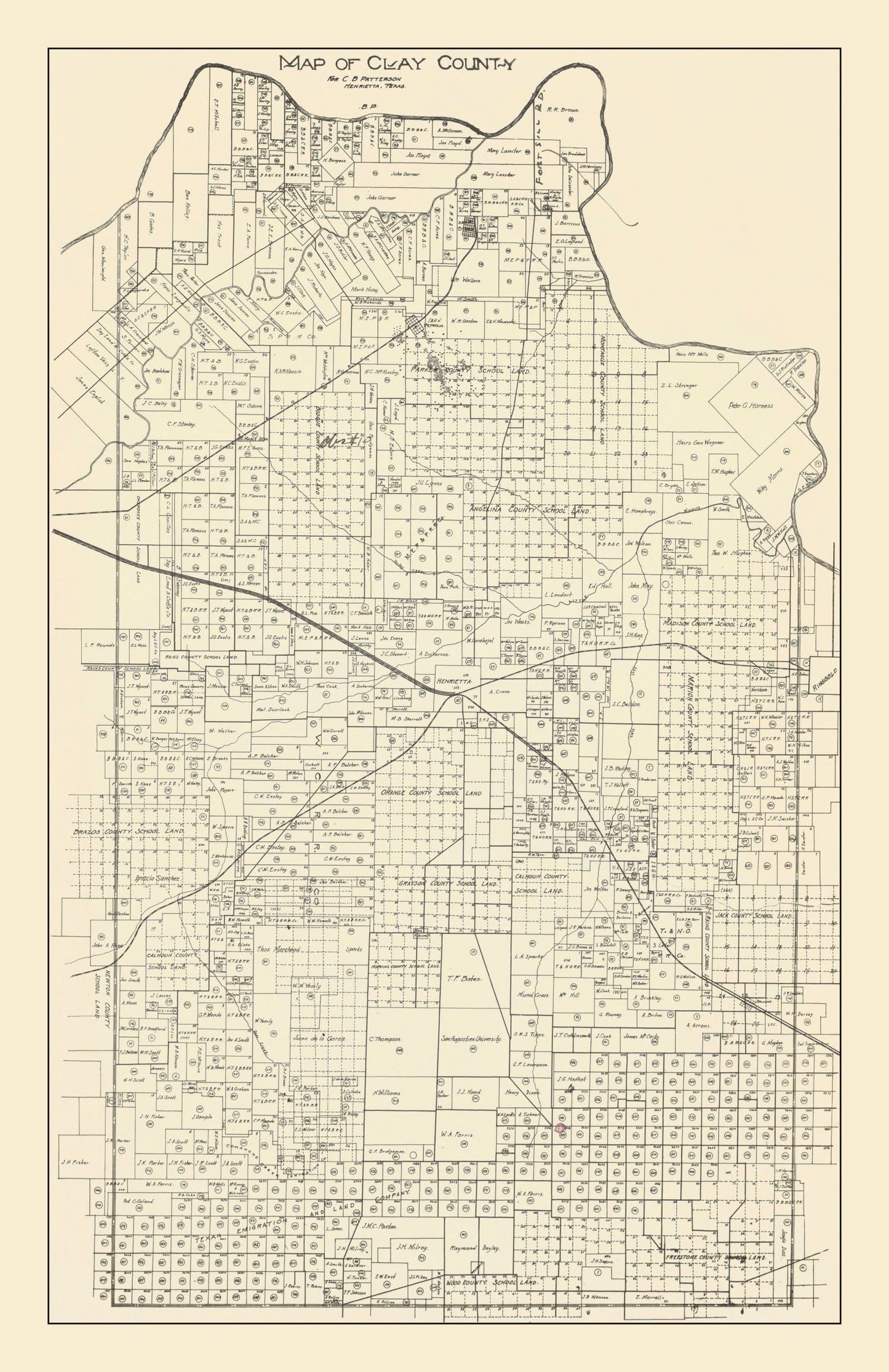 Vintage Map of Clay County, Texas, 1882