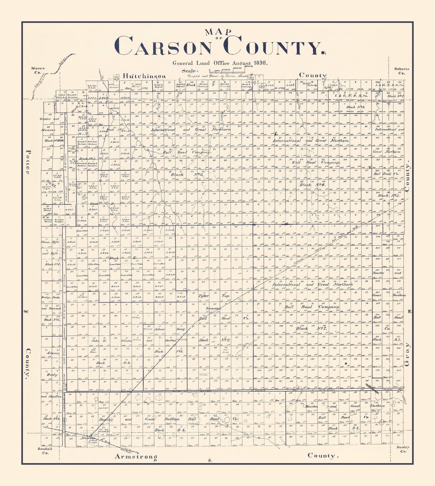 Vintage Map of Carson County, Texas, 1898