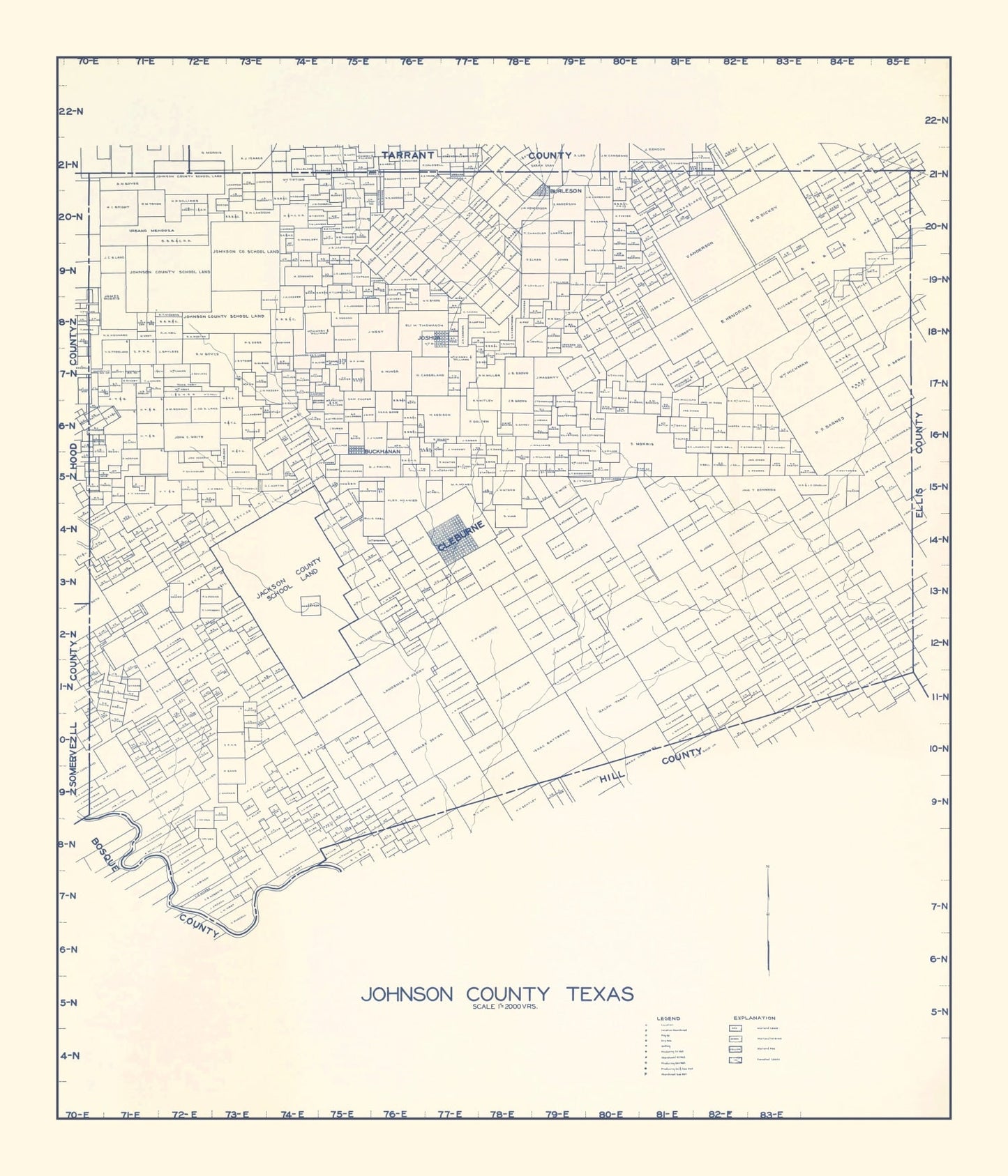 Vintage Map of Johnson County, Texas, 1899