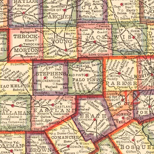 Vintage Map of Texas, 1912