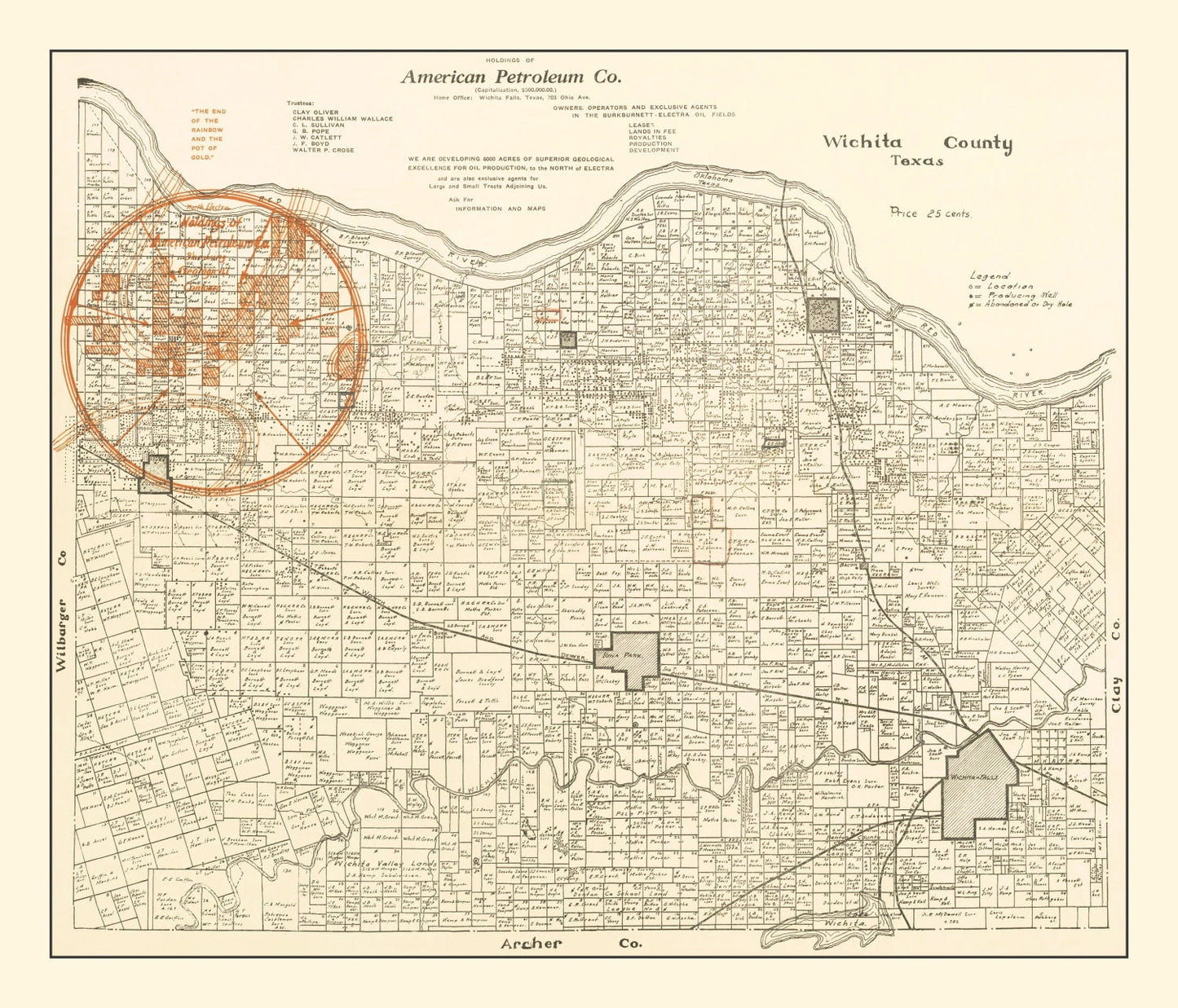 Vintage Map of Wichita County, Texas, 1918