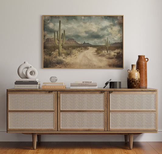 Rustic Desert Road Vintage Western Landscape Print