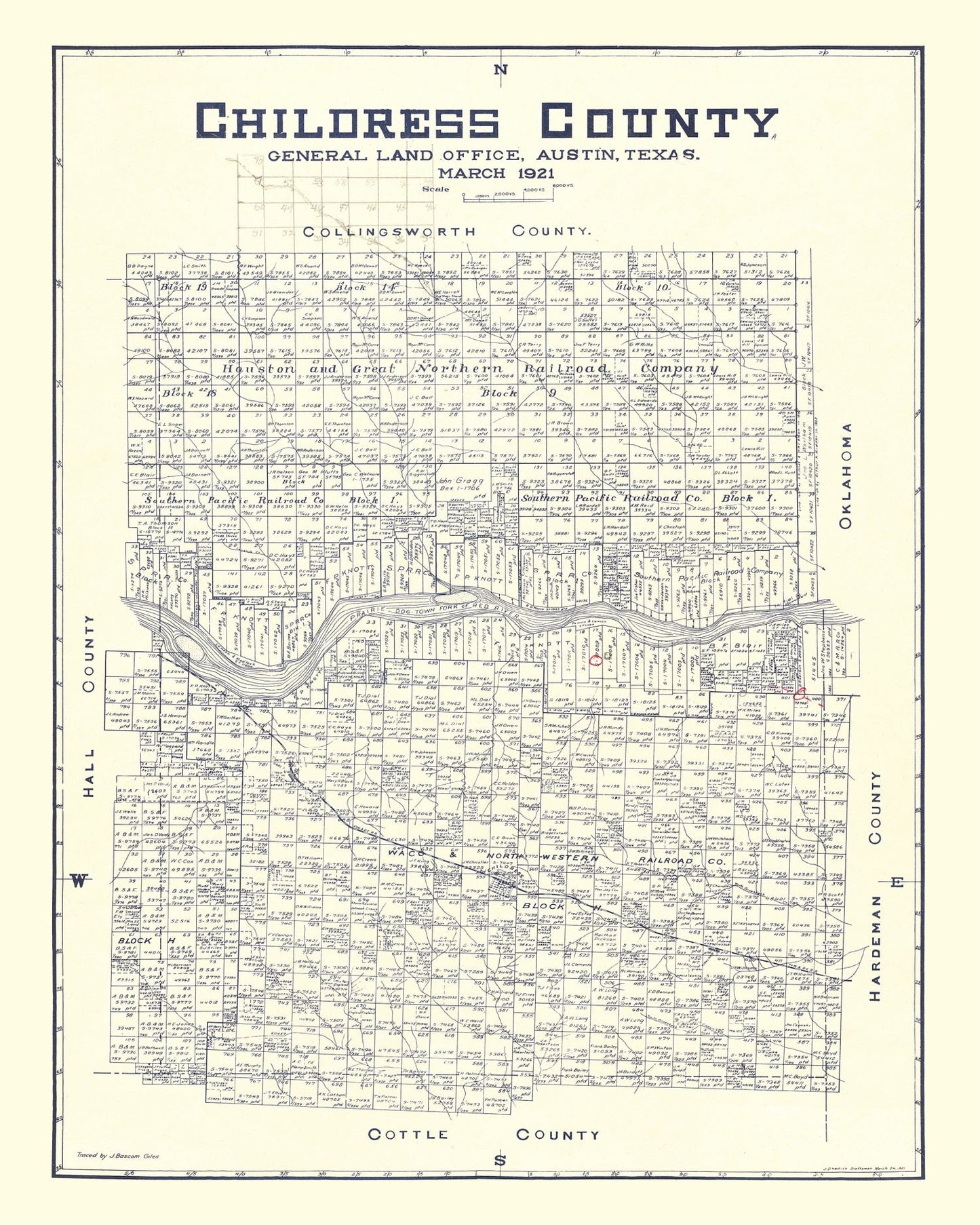 Vintage Map of Childress County, Texas, 1921 Restored Print