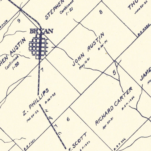 Vintage Map of Brazos County, Texas 1922