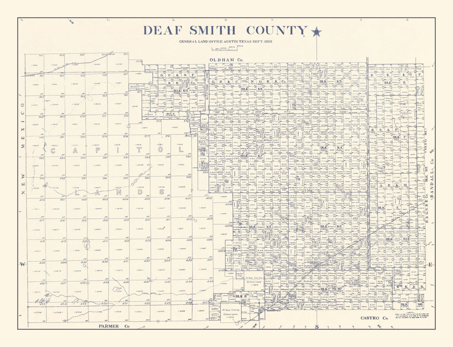 Vintage Map of Deaf Smith County, Texas, 1926