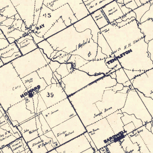 Vintage Map of Ellis County, Texas, 1927