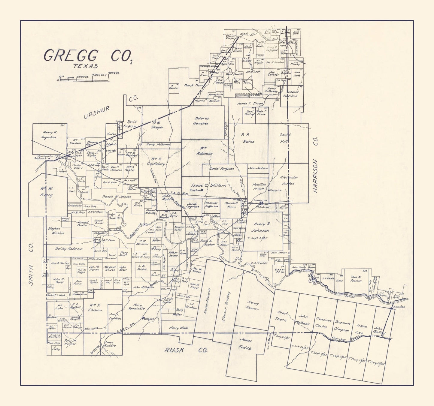 Vintage Map of Gregg County, Texas, 1927
