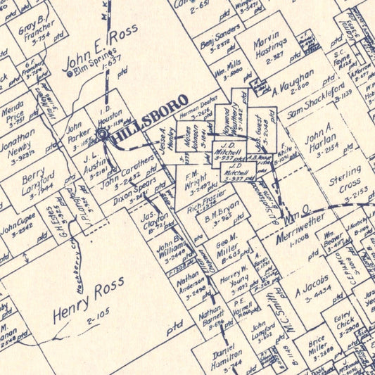 Vintage Map of Hill County, Texas, 1922 (Hillsboro Print)