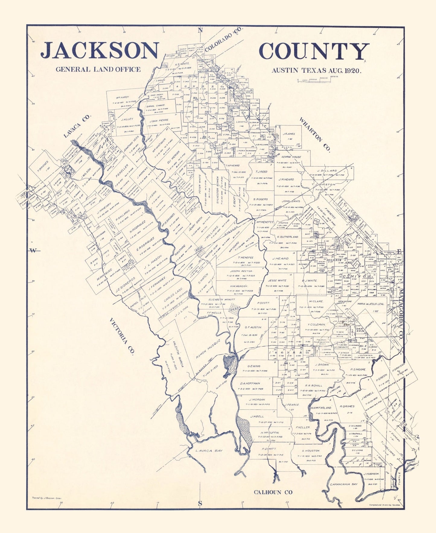 Vintage Map of Jackson County, Texas, 1920