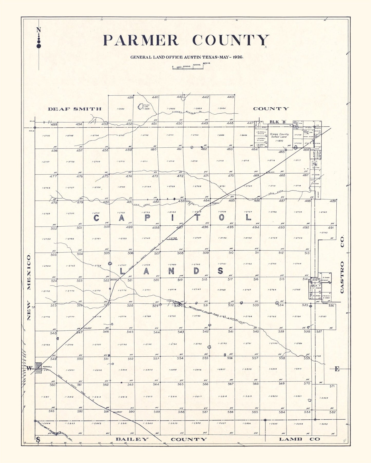 Vintage Map of Parmer County, Texas, 1926