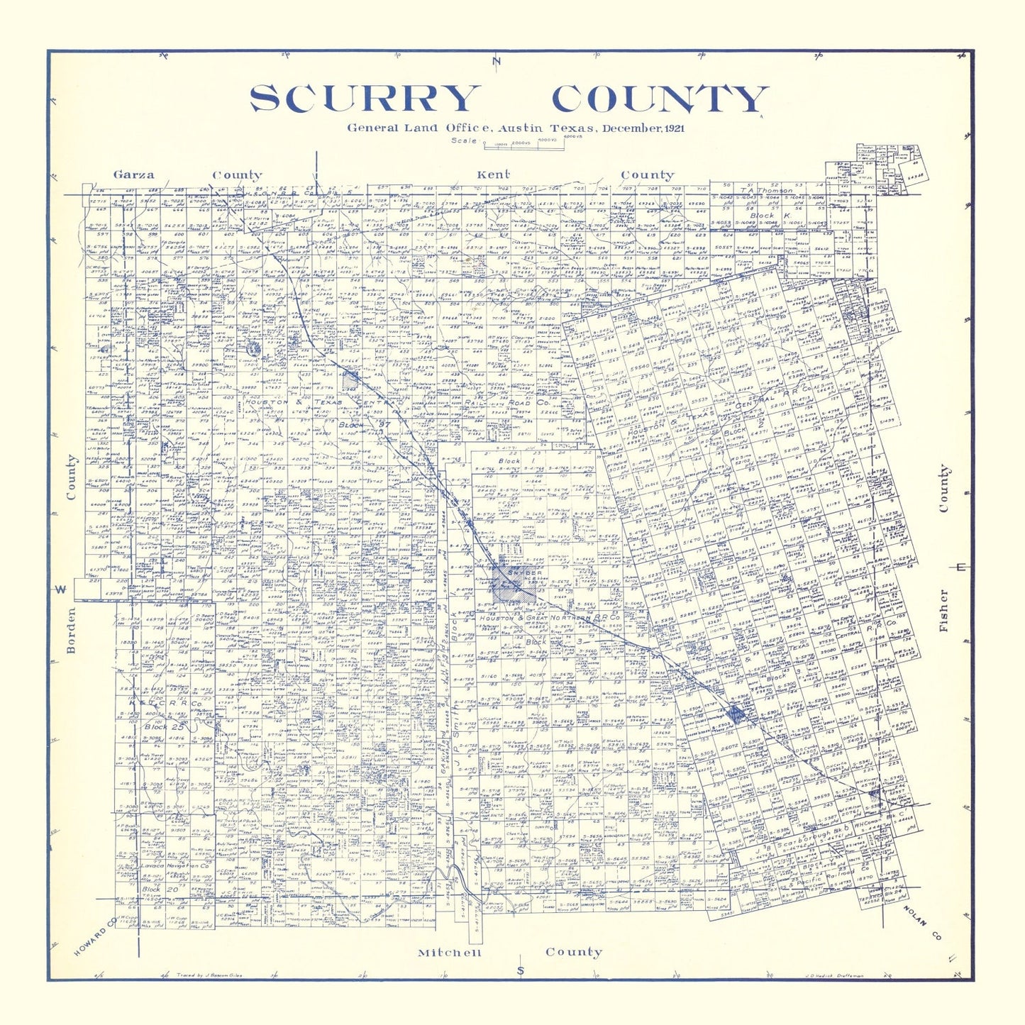 Vintage Map of Scurry County, Texas, 1921