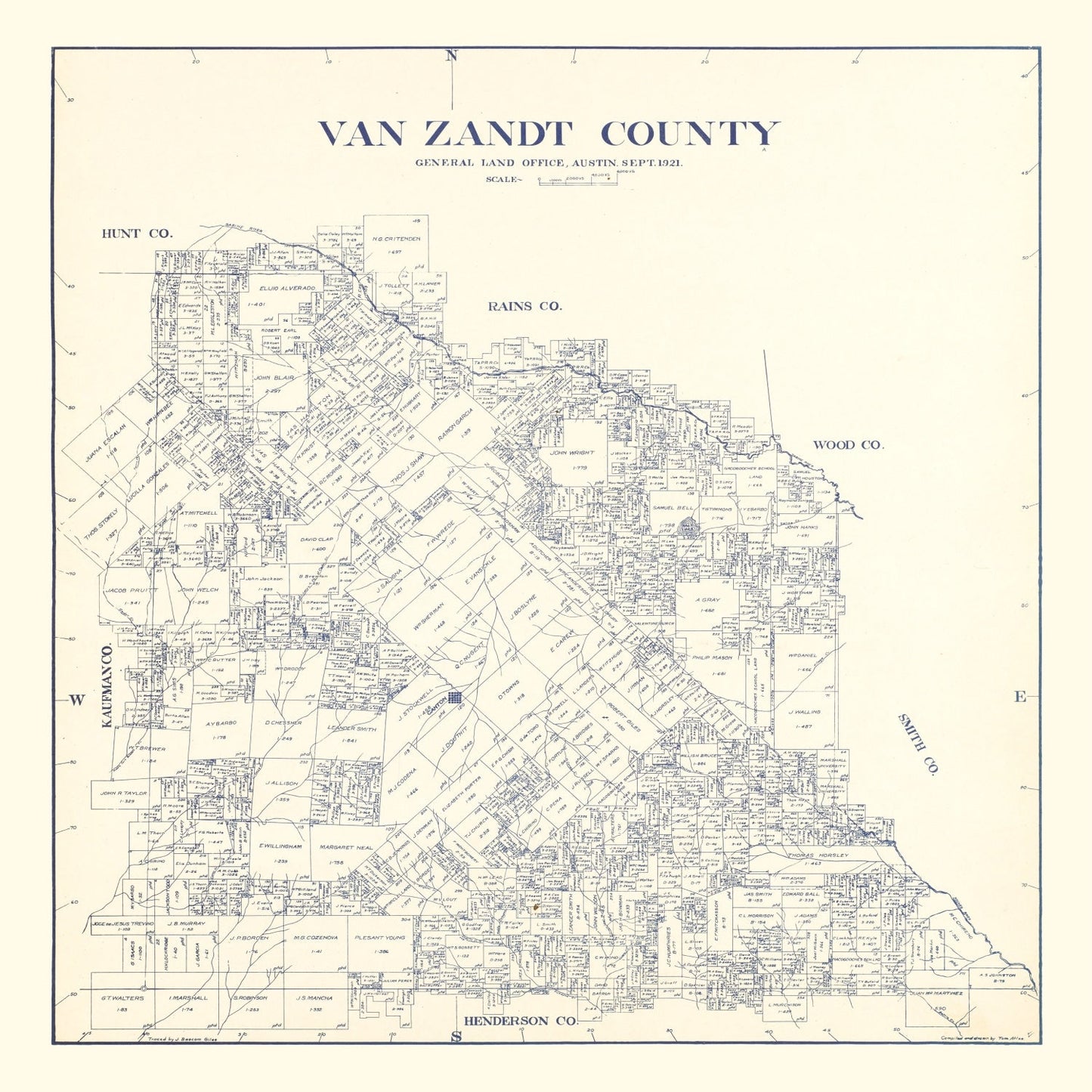Vintage Map of Van Zandt County, Texas, 1921 (No. 2)