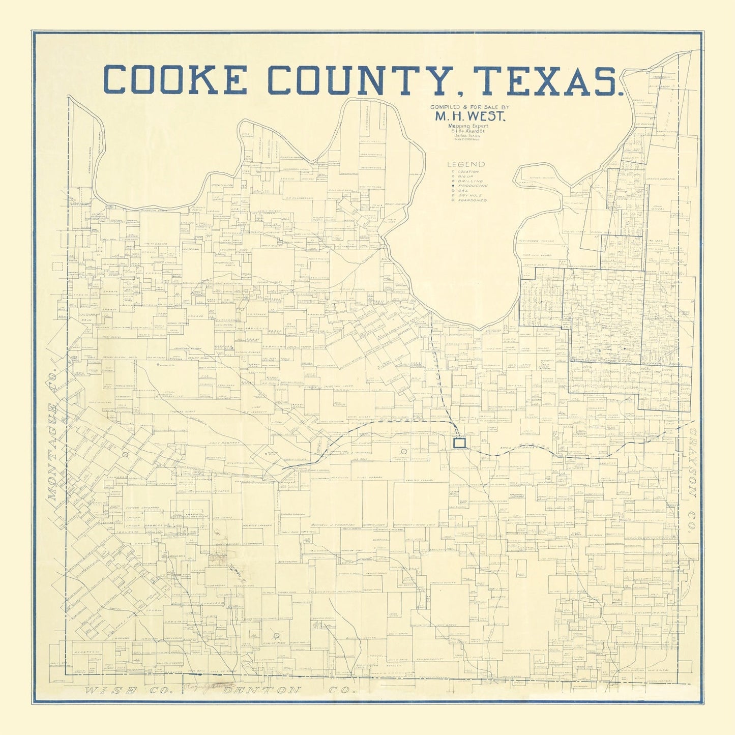 Vintage Map of Cooke County, Texas, 1920