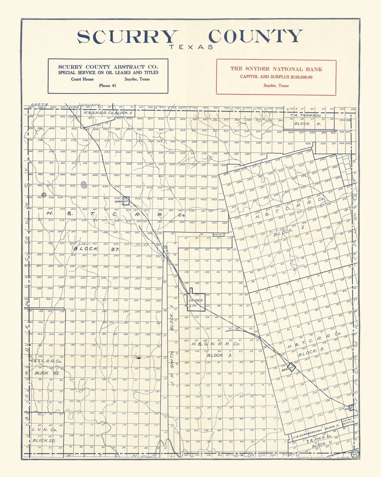 Vintage Map of Scurry County, Texas, 1923