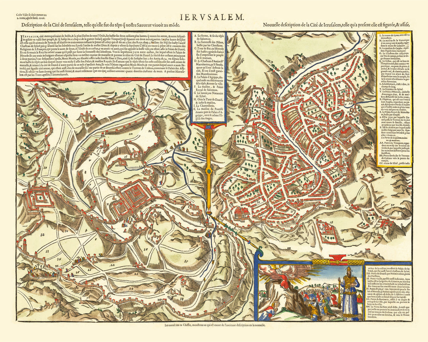 Vintage Map of Jerusalem, Israel, 1575