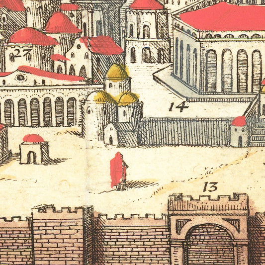 Vintage Map of Jerusalem, Israel, 1582