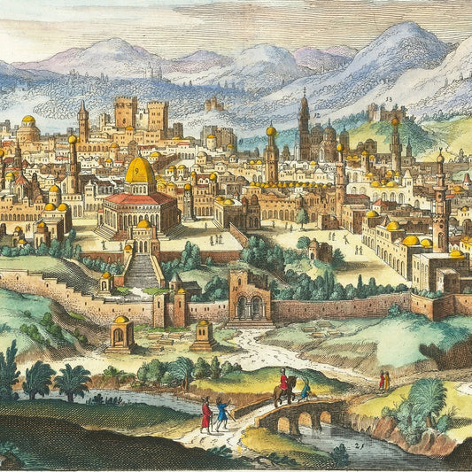 Vintage Map of Jerusalem, Israel, 1640