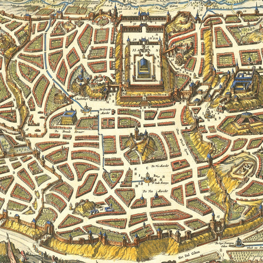 Vintage Map of Jerusalem, Israel, 1648