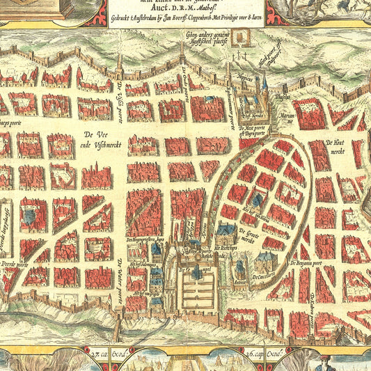 Vintage Map of Jerusalem, Israel, 1643