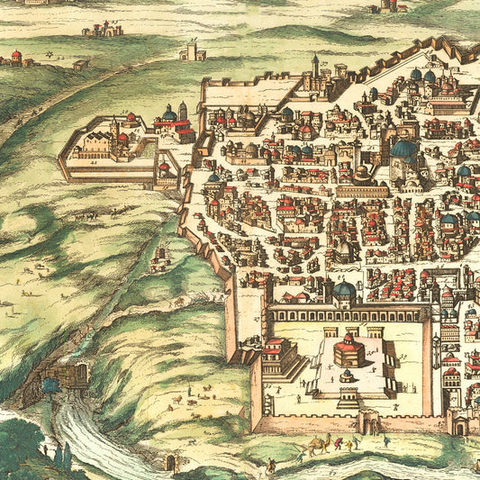 Vintage Map of Jerusalem, Israel, 1677