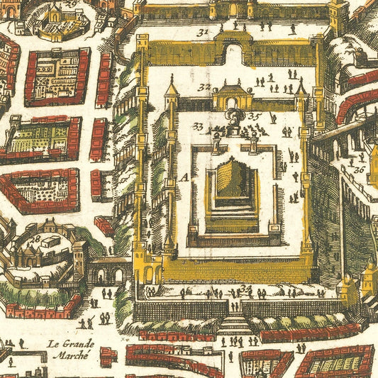 Vintage Map of Jerusalem, Israel, 1700