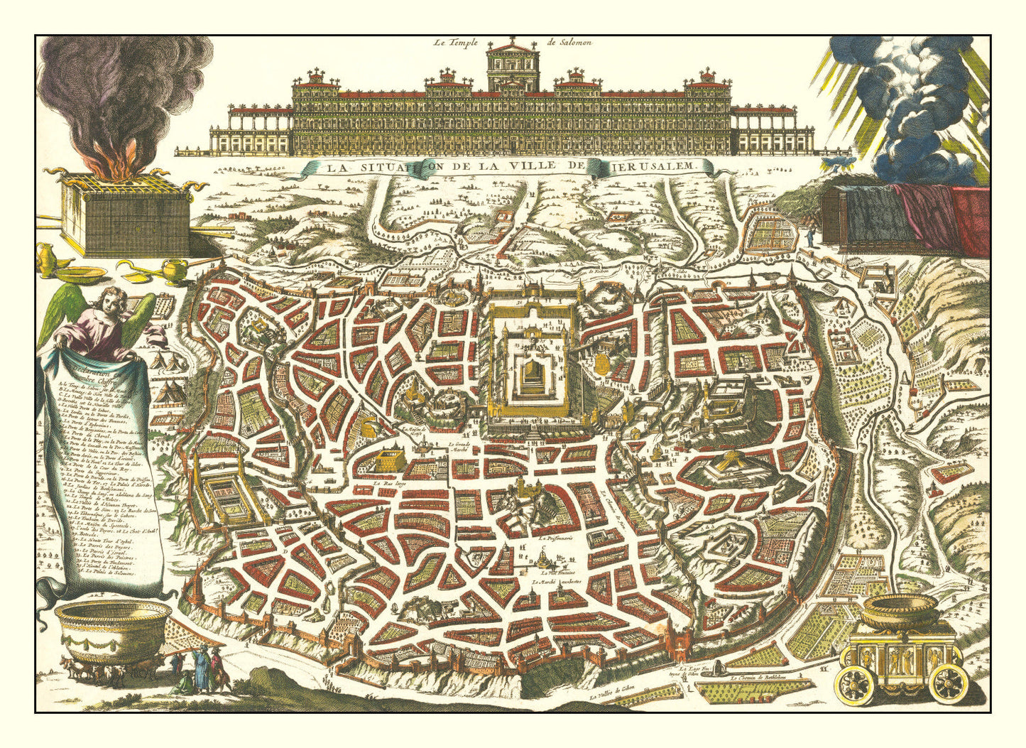 Vintage Map of Jerusalem, Israel, 1700