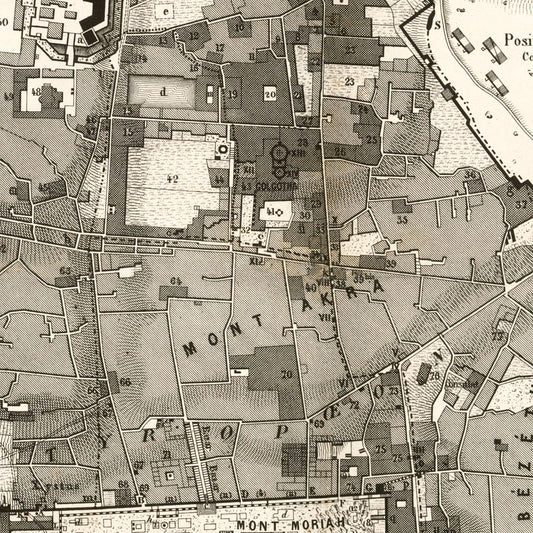 Vintage Map of Jerusalem, Israel, 1860