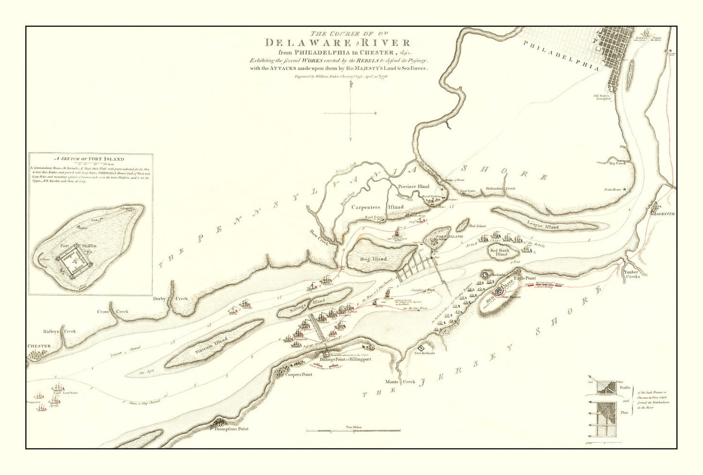 Vintage Revolutionary War Battle Map, 1778