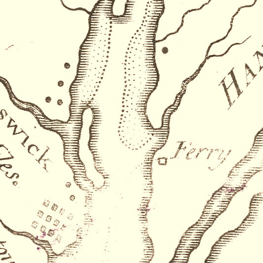 Vintage Cape Fear River Map, North Carolina, 1781